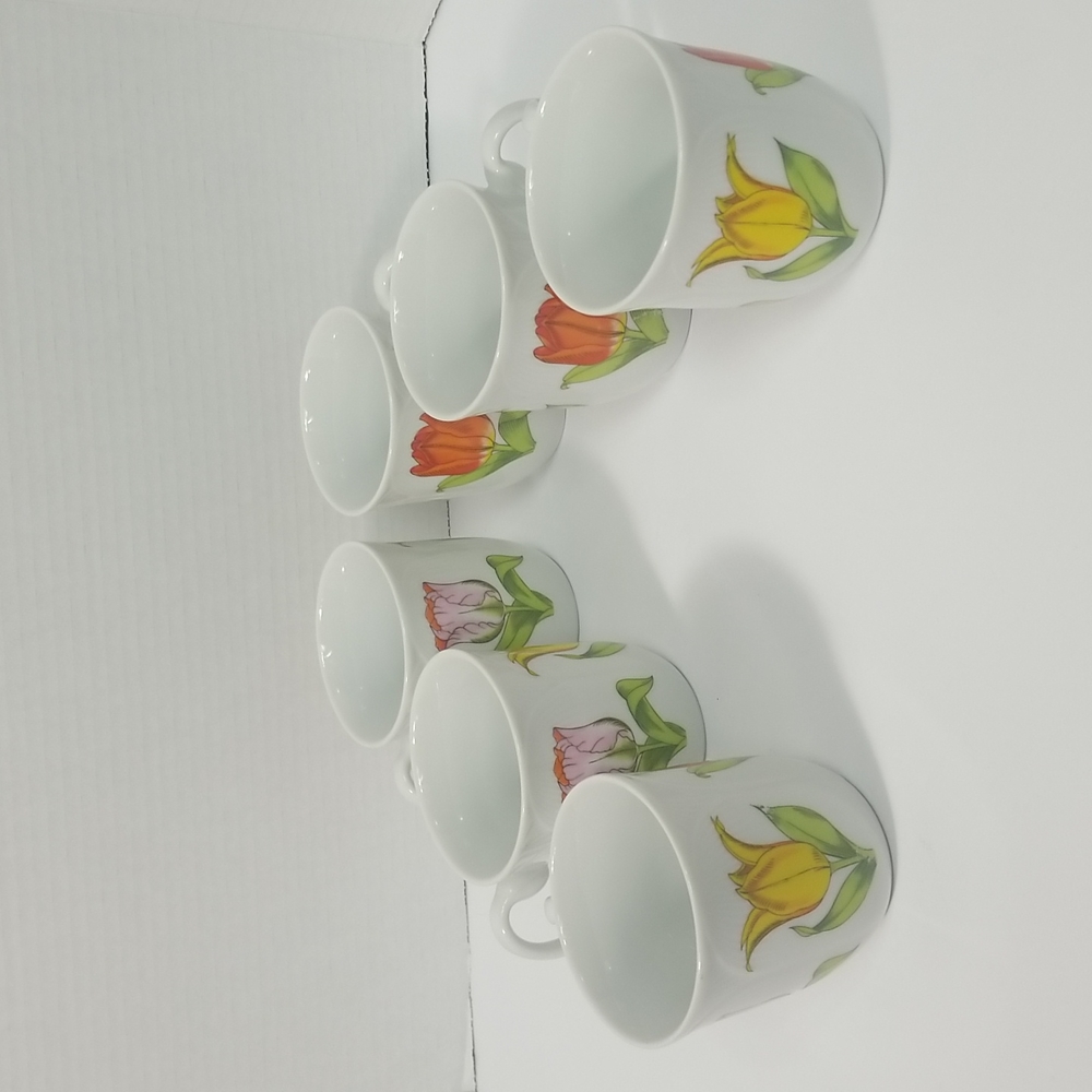 TULIP TIME TEA CUP BY SHAFFORD SET OF 6 CUPS ONLY